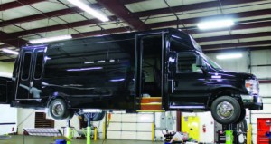 A vehicle undergoes the CNG fuel conversion process at Green Alternative Solutions, based in Elkhart, Ind., and Chino, Calif.