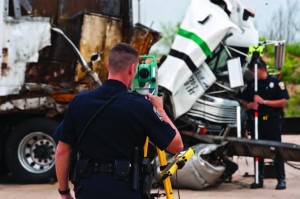 Law enforcement courses that can be taken online include accident evaluation. (Photo courtesy of TEEX)