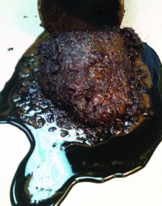 The sludge created while making beet molasses is added, along with other beet waste products, to the salt brine mixture