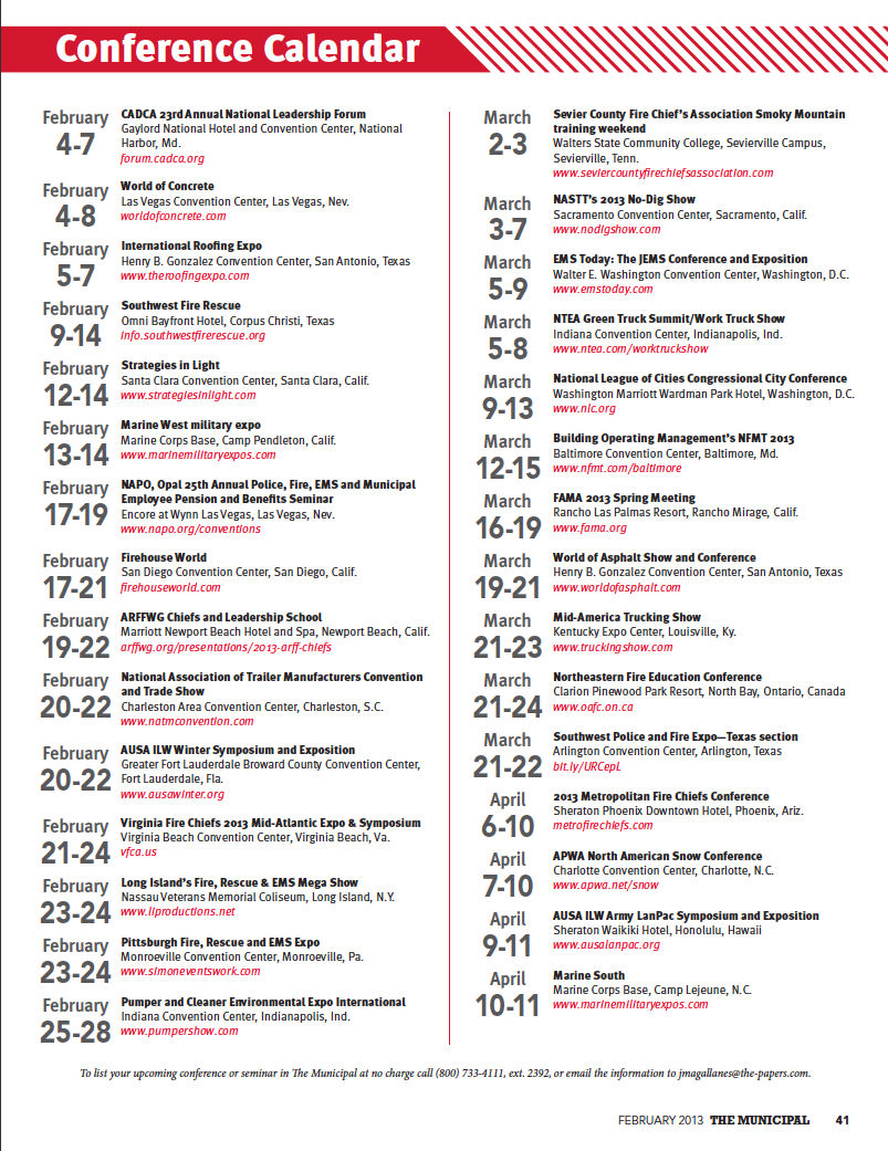 Conference Calendar The Municipal