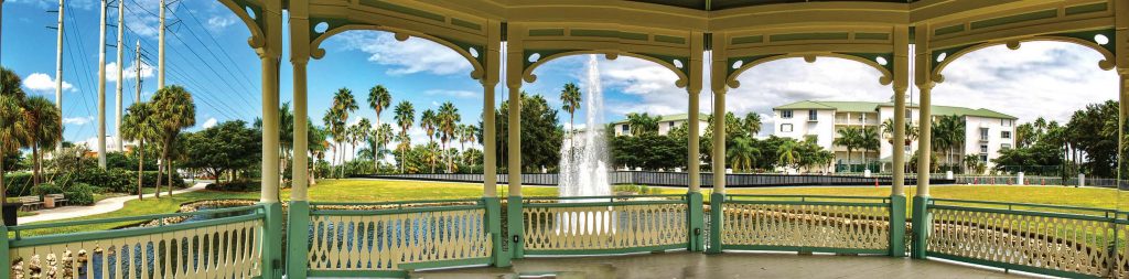 Southwest Florida Vietnam Memorial Wall can be seen from the Veterans Garden Gazebo. The project was a collaboration of a constellation of veterans groups in the area, the state of Florida and the city. (Photo provided by Punta Gorda)