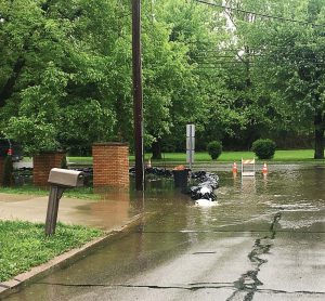 With help from National Guard Units in the area, sandbags were deployed around Arnold, Mo., to stem the approach of the Meramec River. (Photo provided)