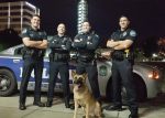 The photo that the Knoxville Police Department chose to challenge the Gainesville Police Department included a K-9. While this not only caught many people’s attention, it also helped to bring awareness to many of the animal shelters and other animal relief agencies that needed help following the hurricane. Pictured, from left, are Officer Brayden Hanson, Sgt. Samuel Henard, Officer Garrett Fontanez and Officer Christopher Medina. In front is the K-9, Nash. (Photo provided)
