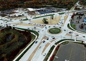 Roundabouts reduce high severity crashes; in fact, the Federal Highway Administration found that the conversion of signalized intersections to roundabouts decreased traffic-related fatalities by 90 percent while increasing road capacity by 30 to 50 percent. Pictured is the Northwestern Connector in Oakland County, Mich. (Photo provided by Road Commission for Oakland County)