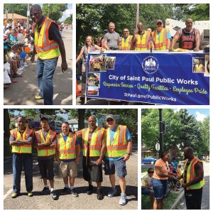 A diverse workforce can develop a deeper connection between city departments and the community that they serve. Pictured is a photo collage of Saint Paul’s public works at a community parade. (Photo provide)