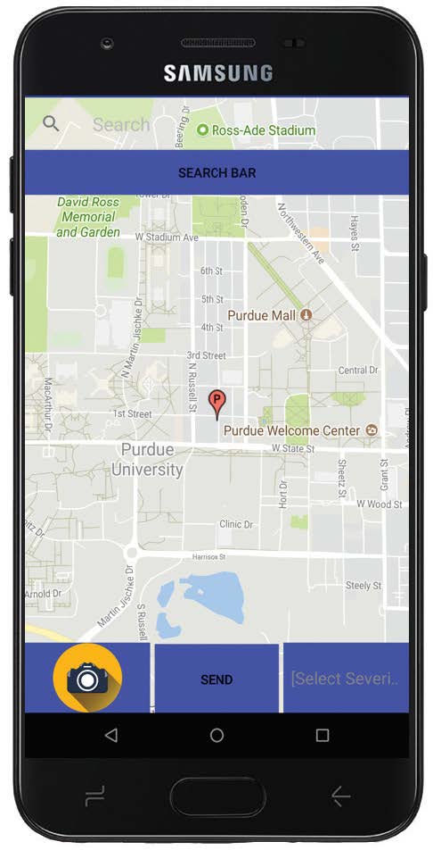 After splitting up the duties with Vertically Integrated Projects, an electrical engineering group, the EPICS team is focusing more on creating a phone app that will allow users to identify where a pothole is located. The app will use the phone’s GPS for a more precise location. (Photo provided)