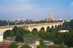 Opened to traffi c in 1913, Allentown, Pa.’s, Eighth Street Bridge has been the site of approximately 80 suicides. In 2014 during a planned renovation, fencing was added to the bridge to prevent suicides there. (Public domain)