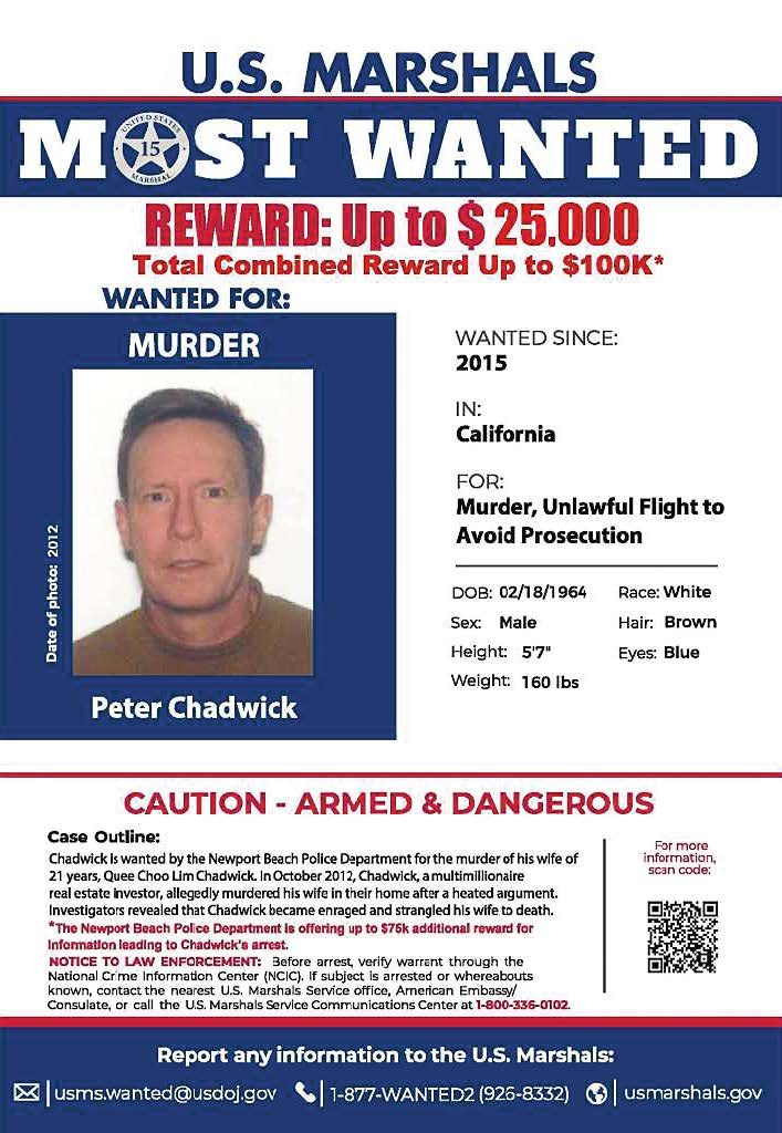 Through the podcast, the Newport Beach Police Department and all of the partnering agencies have been able to reach out internationally in an attempt to bring Peter Chadwick to justice after fleeing before facing his trial. (Photo provided by the Newport Beach Police Department)