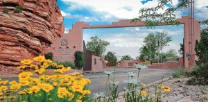 The modern entrance beckons 175,000 visitors a year to the millennia-old cliff dwellings.