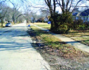 “Before” photo of 76th Street, a residential street in Kansas City, Mo. 