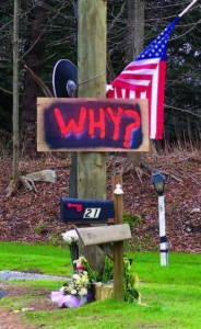 Signs of shock and sadness sprang up instantly across the small New England town and throughout the country for the Newtown victims. (Gina Jacobs/Shutterstock)