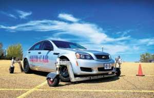 Alabama Municipal Insurance Corporation and Municipal Workers Compensation Fund offer municipalities driver training programs that feature the Skidcar System, which simulates loss of front, rear or four-wheel grip at low speeds. (Photo provided by Elmore DeMott)