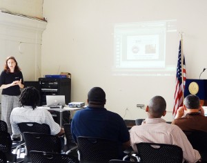 New York City recently established a mandate for the use of biodiesel fuel on fleet vehicles, including some emergency response vehicles and all public works vehicles that are not off-road. Before the mandate, 200 staff members attended a National Biodiesel Board class to get certification in biodiesel technologies. The photo shows Rachel Burton, trainer, instructing a group of NYC technicians.