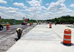 The depiction above is part of a Kentucky project and shows the best practice of using concrete at signalized intersections to prevent the rutting and “washboarding” that occurs when heavy vehicles stop or sit for prolonged periods. (Photo provided)