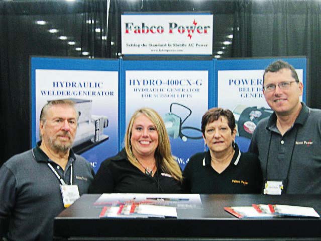 The Municipal Account Executive Christi Sausaman, second from left, stopped by Fabco Power’s booth at icuee 2013, which took place in Louisville, Ky., Oct. 1–3. From left are Bob Fury of Fabco; Sausaman; and Terry Moon and Arty Andersen of Fabco. (Photo provided)