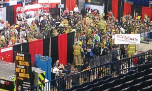 Participants suit up before the start of the 9/11 Memorial Stair Climb at fdic 2013. The climb comes back to Lucas Oil Stadium this year: Sign-up is open online through www.fdic.com. (Photo by Jodi Magallanes)