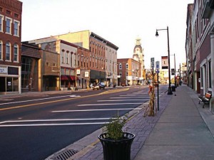 The Van Wert County Courthouse towers above historic buildings along the newly redesigned Main Street in downtown Van Wert, Ohio. The street is part of the iconic Lincoln Highway, the nation’s first transcontinental improved highway. (Photo provided)