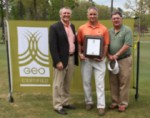 Bear Trace Superintendent Paul L. Carter (center) is congratulated by Jacobsen President David Withers (left) and Bob Martineau (right), Commissioner of the Tennessee Department of Environmental Conservation (TDEC) for the course's Golf Environment Organization (GEO) Certification completed earlier this month.