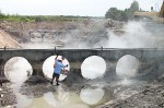 gouges and tears in steel pipes under the Overhold Canal bridge in Cape Coral, Fla. The city’s public works maintenance department decided to attempt a replacement project in-house