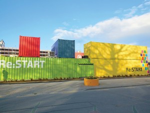 The Re:Start mall is a vibrantly painted retail complex that consists of shipping containers. The makeshift, post-quake solution is currently home to retail spaces, coffee shops and restaurants. (Photo provided)