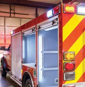 Lights and wiring are tested on a rescue truck. (Photo provided)