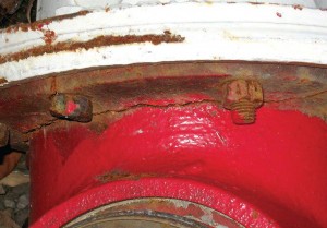 A cracked fire hydrant that was discovered upon inspection in Defiance