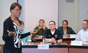 Leading another section of training on how to identify and mitigate natural tendencies toward bias is retired Lt. Sandra Brown of Palo Alto, Calif.