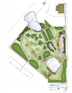 Pictured is the design for the Denso Eco Park in Athens, Tenn., which will feature a hiking trail, solar shade structure, permeable parking, natural swimming pool, Japanese fruit orchard, existing wetlands and more. (Photo provided)