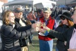 Festival revelers hoist their glasses in a toast.