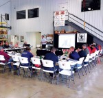 Employees of Finley Fire attend a training session designed to share details about a new fire suppression product. (Photos provided)