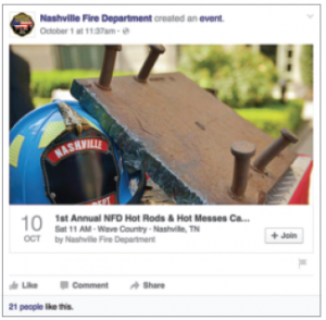 The department created a public event on its Facebook page that allows public members to add themselves to the event and even invite friends to join.