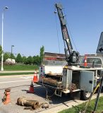 The 3,500-pound Venturo ET12KX service crane pulls fire hydrants for the city of Columbus, Ohio. (Photo provided)