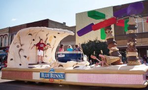 Blue Bunny, Le Mars’ largest employer, put the city on the map as the “Ice Cream Capital of the World.” Pictured is the company’s Ice Cream Days float. (Photo provided by Nancy Brechler Photography)