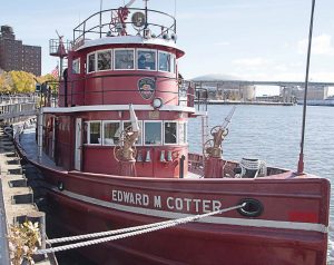 The Edward M. Cotter fireboat spends the majority of its time docked at its firehouse in Buffalo, N.Y. Captain John D. Sixt III and Jack Kelleher, the marine engineer, are the ones who care for the boat full time. (Photo provided by the Edward M. Cotter Conservancy)