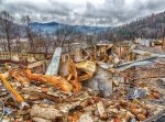 A motel complex lies in ruins after a major forest fire roared through Gatlinburg, Tenn., and a large section of the Smoky Mountains in late December 2016. (Carolyn Franks/Shutterstock.com)