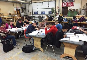In the classroom, Woonsocket Area Career & Technical Center located in Rhode Island — students focus on learning the code requirements for residential construction. (Photo provided)