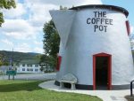 The Coffee Pot, teetering on the edge of the scrap heap, was rescued by preservationists and moved 100 yards across the highway to the entrance of the Bedford County Fairgrounds. The structure was renovated in 2004 and still receives thousands of visitors a year. (Photo provided)