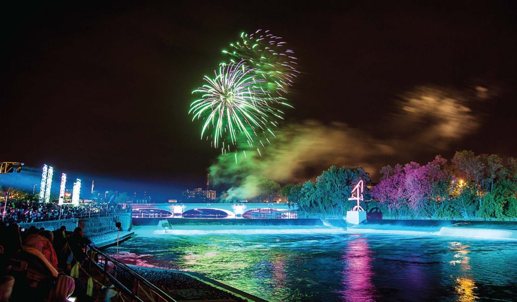 Downtown South Bend, Ind., has become a “must-see” destination, partially thanks to the River Lights. The lights turn the St. Joseph River and Riverwalk into a canvas that can also be interactive. It helps attract many summer festivals. (Photo provided)