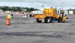 Pictured is snowplow operator training. Notice the truck has a wing on. Wiese said, “Our plow roadeo truck has no wing and two participants. As we move into future roadeos, we may incorporate wings to the trucks and only have the driver in truck during the course. That is more real-to-life plowing for snowfighters.” (Photo provided by West Des Moines, Iowa)