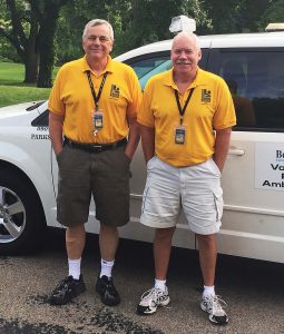 The parks in Bettendorf, Iowa, are patrolled each night by volunteers during the summer season. This program and the city’s teamwork with the local police department help to cut down on vandalism. Pictured are Kurt Weiler, left, and Greg Shelangouski, two of the long-time park ambassadors in Middle Park. (Photo provided)
