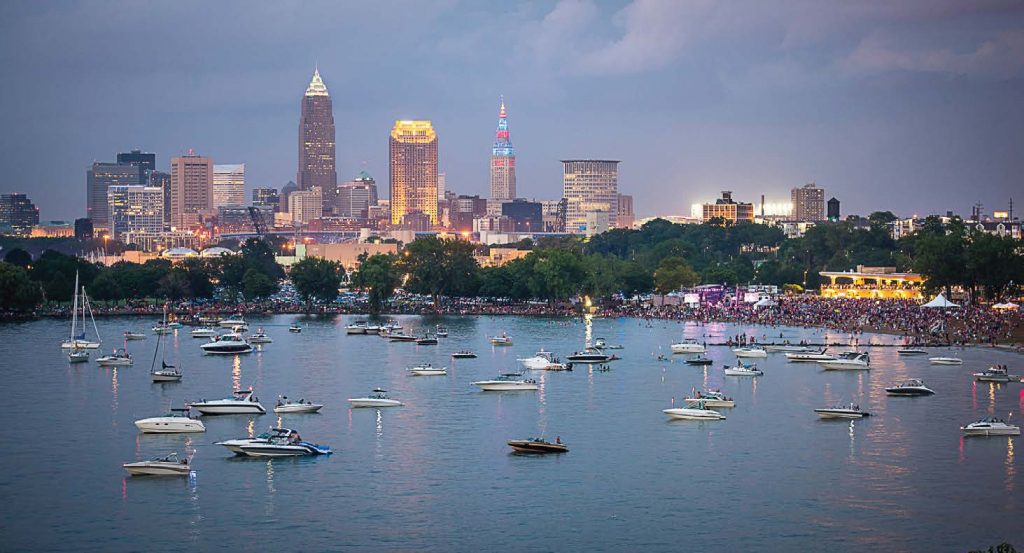 Guests and boaters gather for Cleveland Metroparks Centennial Celebration presented by KeyBank, taking in a performance by Michael Stanley and a spectacular fireworks display. (Photo provided by Cleveland Metroparks)