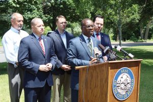 An infrastructure improvement project in South Buffalo was announced in July by Mayor Brown, State Senator Timothy Kennedy and South District Council Member Christopher Scanlon. This project will support growth and reinforce the goal of making a more vibrant community that is accessible to everyone. (Photo provided by the city of Buffalo)