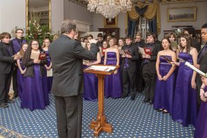 A choir from a local school is selected to perform at the Executive Mansion. (Photo provided by Pierre Courtois, Library of Virginia)