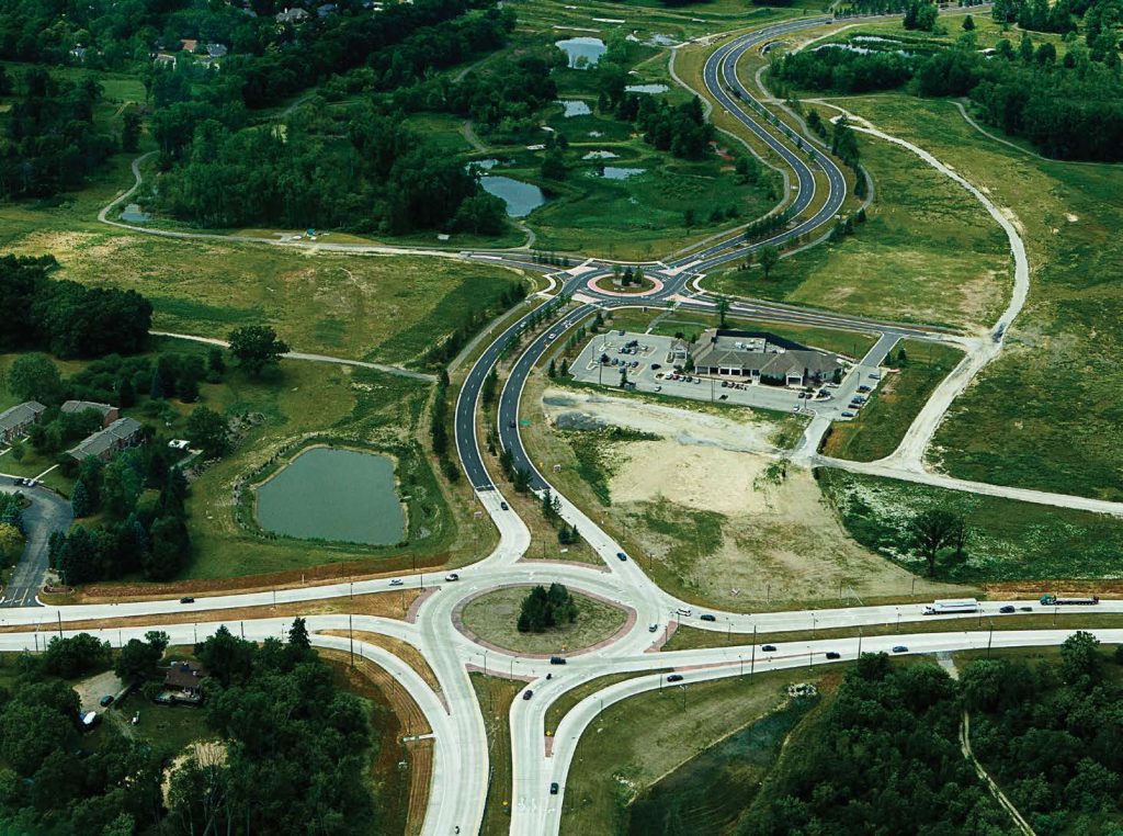 Pictured is the M-5 and Martin Parkway roundabout in Oakland County, Mich. (Photo provided by Road Commission for Oakland County)