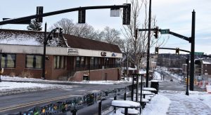 The new two-way State Street in West Lafayette has allowed easier access to the commercial Chauncey Hill area, which has a variety of stores and restaurants and Purdue University’s campus. (Photo by Sarah Wright)