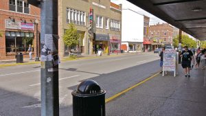 The old one-way State Street in the Chauncey Hill area of West Lafayette in 2011. (Qsthomson via English Wikimedia Commons)