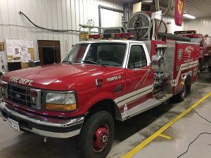 This 1995 F-450 4x4 was owned by Pine Village Volunteer Fire Department of Indiana before being sold to Ryland Heights Fire Department in Kentucky. Many rural volunteer fire departments are finding rapid response vehicles to be handy, especially if they are contending with more difficult terrain. (Photo provided by Fire Tec)