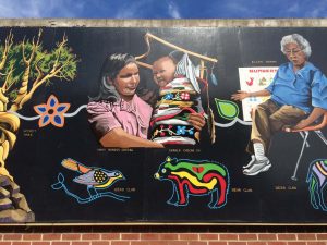 The mural depicting members of the Ojibwe tribe, the seventh mural in the series, is “rich in history and provides an opportunity to tell that story in a positive and artistic manner while representing diverse ethnic and cultural traditions through art,” said Carol Sundquist, a mural committee member. (Photo provided)