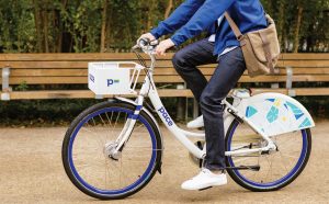 A cyclist tries out a new Pace bike. Bike-sharing services are proving popular with both residents and cities alike across the U.S. (Photo provided)