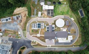 A drone snaps a photo of Roswell, Ga.’s, new water plant. The project started in April of 2014, and the plant started officially serving the community in March 2016. (Photo provided)